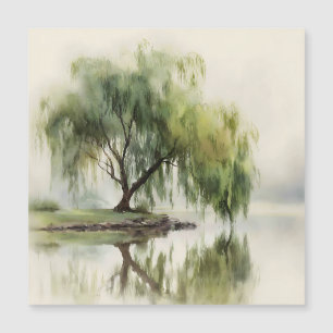 Friedliche Weidenbaum-Reflexion Naturkunst (12) Magnetkarte