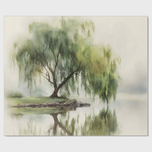 Friedliche Weidenbaum-Reflexions-Naturkunst (12) Geschenkpapier