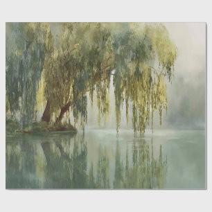 Friedliche Weidenbaum-Reflexions-Naturkunst (8) Geschenkpapier
