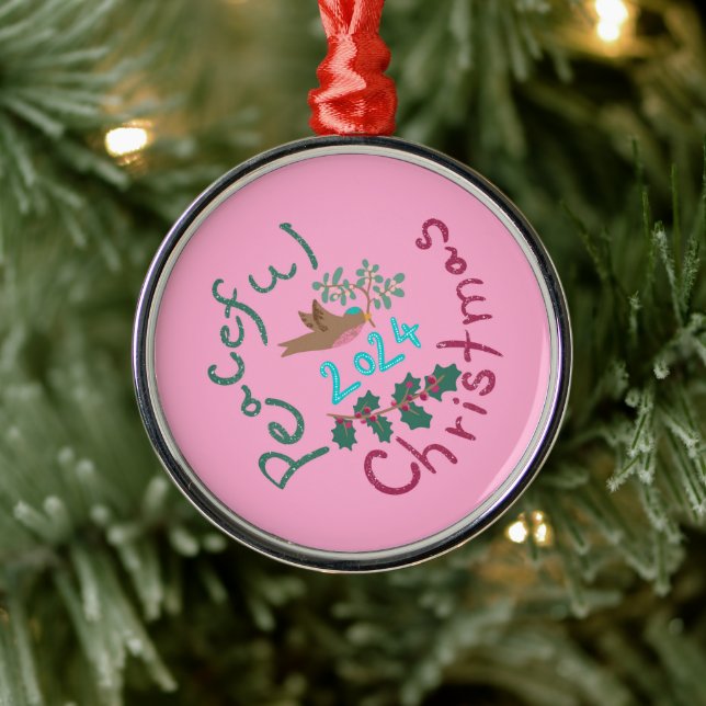 Friedliche Weihnachten 2024 Mistletoe Vogel Orname Ornament Aus Metall (Baum)
