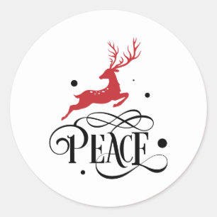 Friedliche Weihnachten Sprung Rentier Moderne Runder Aufkleber