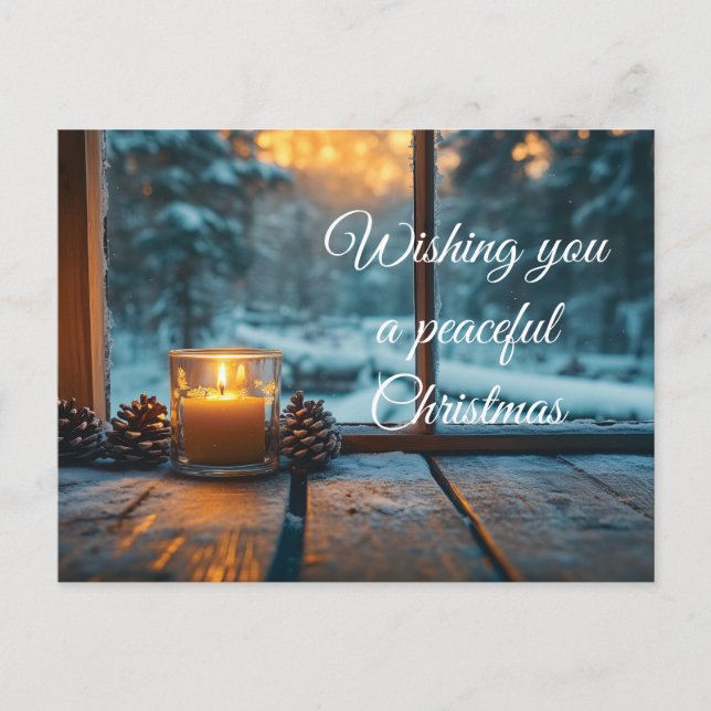 Friedliche Weihnachtsdekoration im Fenster Postkarte (Vorderseite)
