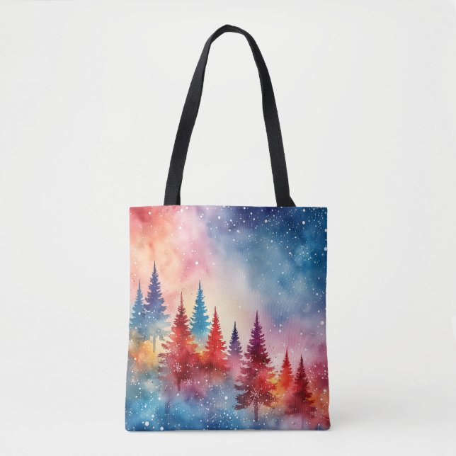 Friedliche Weihnachtswasserfarbe Tasche (Vorderseite)