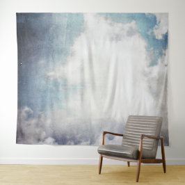 Friedliche weiße Wolken und Blue Sky Grunge Wandteppich