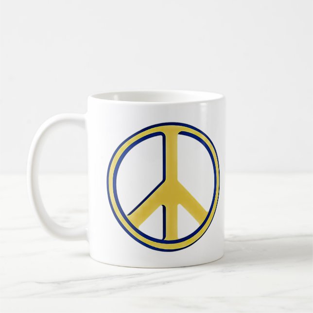 Friedliche Welt: Ikonisches Friedenszeichen Kaffeetasse (Links)