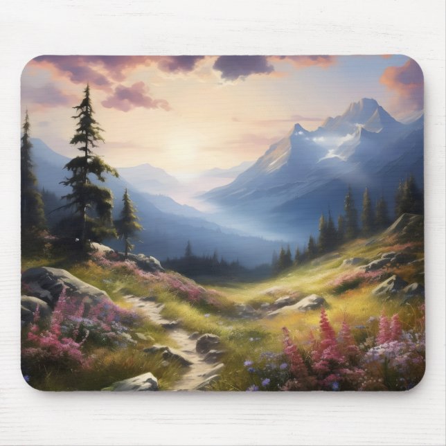 Friedliche Wiese in den Bergen Mousepad (Vorne)