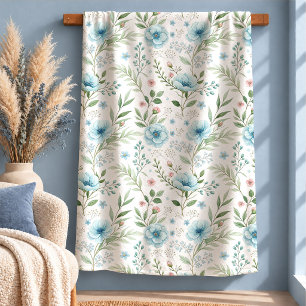 Friedliche Wildblumen Pastellblaue Kuscheldecke De Sherpadecke