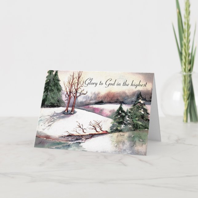 Friedliche Winterlandschaft Feiertagskarte (Vorderseite)