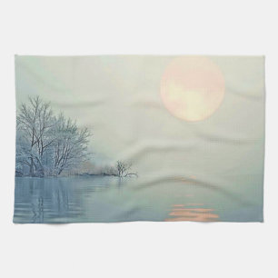 Friedliche Wintermorgendliche Kunst Geschirrtuch