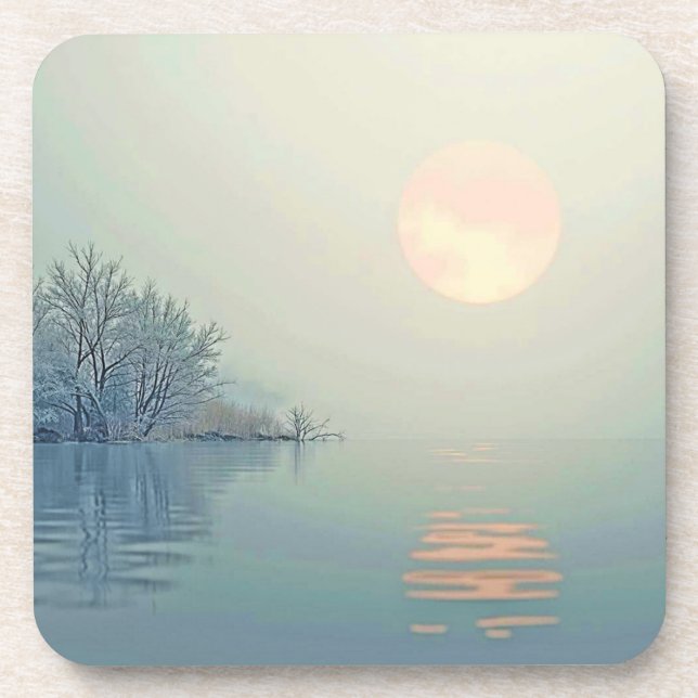 Friedliche Wintermorgendliche Kunst Getränkeuntersetzer (Vorderseite)