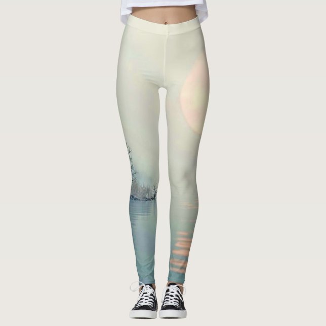 Friedliche Wintermorgendliche Kunst Leggings (Vorderseite)