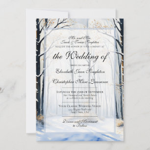 Friedliche Winterwaldmalerei Formale Hochzeit Einladung