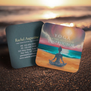 Friedliche Yoga-Meditation Mondlicht Himmel Ozean  Quadratische Visitenkarte