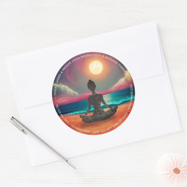 Friedliche Yoga Meditation Mondlicht Himmelsadress Runder Aufkleber (Umschlag)