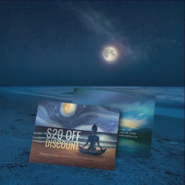 Friedliche Yoga Meditation Mondlicht Sky Ocean Bea Rabattkarte