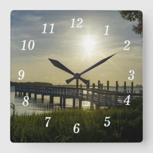 Friedlicher Abend an der Cooper-River-Wall-Uhr Quadratische Wanduhr