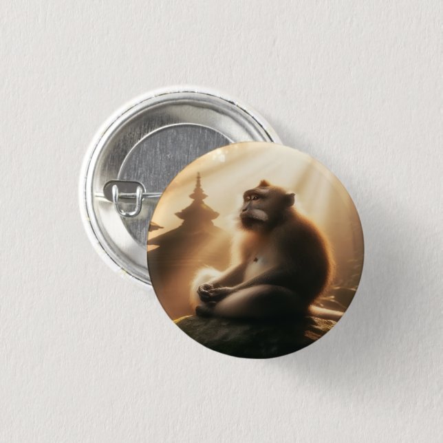 Friedlicher-Affen-Knopf Button (Vorne & Hinten)