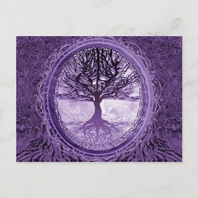 Friedlicher Baum im Lila Postkarte (Vorderseite)