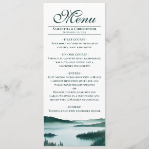 Friedlicher Bergsee Elegante Rustikale Hochzeit Menükarte