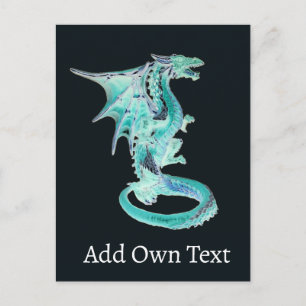 Friedlicher blauer Drache am Himmel Magisches Fant Postkarte