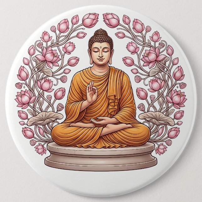 Friedlicher Buddha Künstlerischer Pin-back-Button Button (Vorderseite)