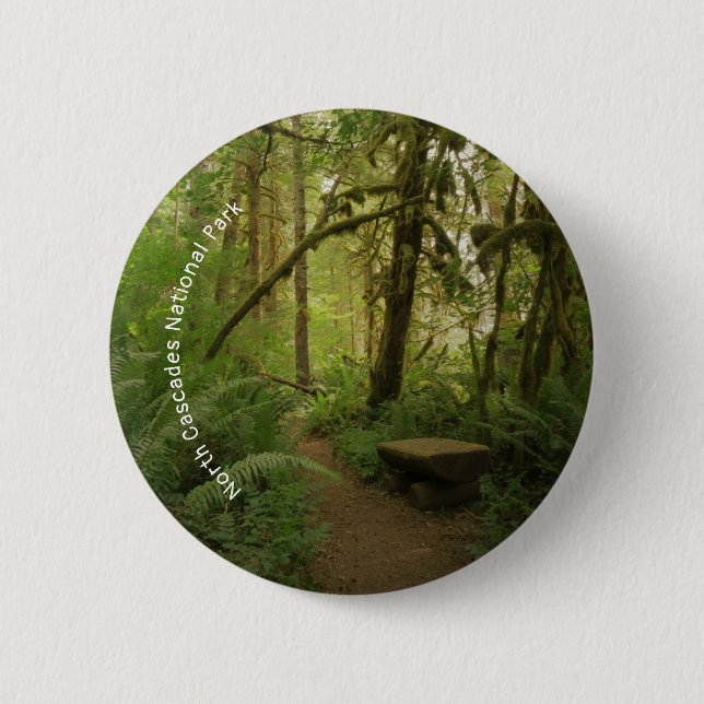 Friedlicher grüner Waldweg in Washington Button (Vorderseite)