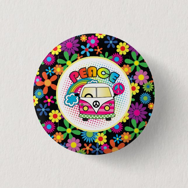 Friedlicher Hippie   Button (Vorderseite)