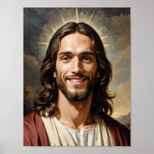 Friedlicher Jesus Christus mit Aura Poster