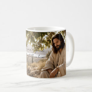 Friedlicher Jesus unter dem Feigenbaum Christliche Kaffeetasse