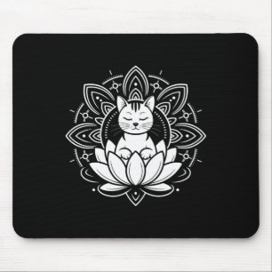 Friedlicher Katzen-Lotusblumen-Yoga-Meditations-T- Mousepad