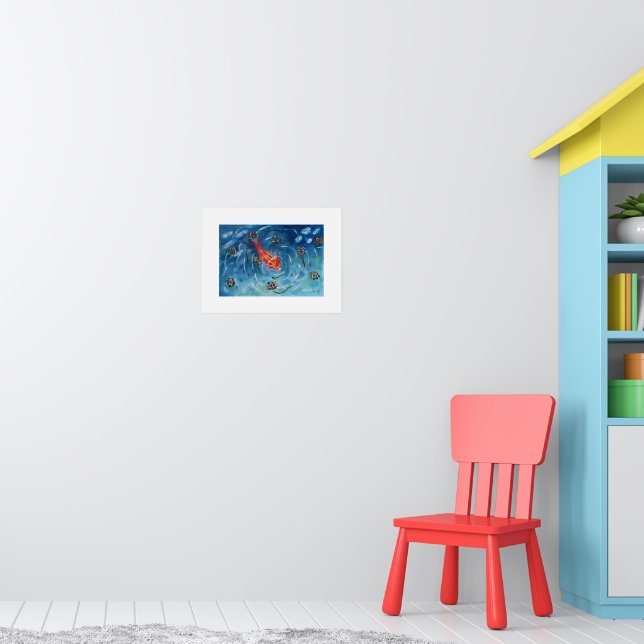 Friedlicher Koi-Fisch-Wasserfarben-Wandkunstposter Poster (Kinderzimmer 1)