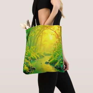 Friedlicher Kunststrom des goldenen Waldes Tasche