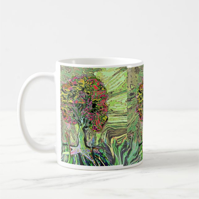 Friedlicher lebender Baum des Lebens Kaffeetasse (Links)