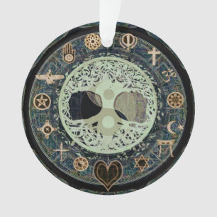 Friedlicher lebender Retro Yin Yang w/Tree des Ornament
