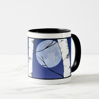 Friedlicher Mond durch Birken Tasse