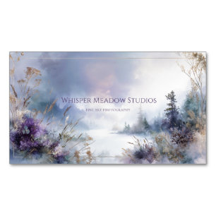 Friedlicher Nebelsee Violett Blume Gold Glanz Magnetische Visitenkarte