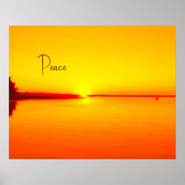 Friedlicher orangefarbener Sonnenuntergang über Wa Poster