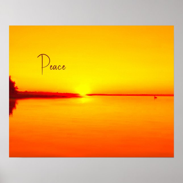 Friedlicher orangefarbener Sonnenuntergang über Wa Poster (Vorne)