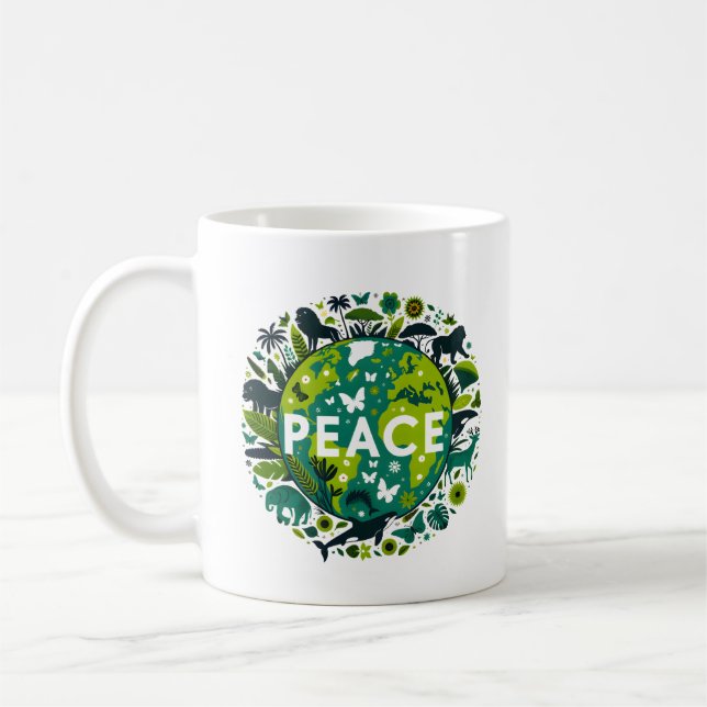 Friedlicher Planet - Rett der Umwelt Kaffeetasse (Links)