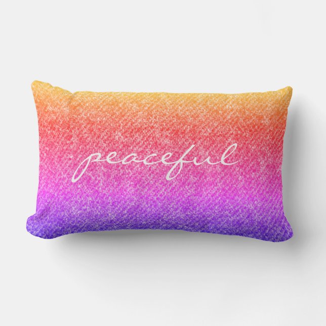 Friedlicher Regenbogen-Denim-Look Reversible Theme Lendenkissen (Vorderseite)