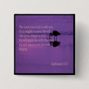 friedlicher Reiher mit Zephaniah 3:17-Button Button