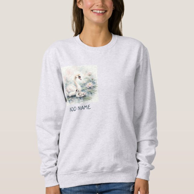 Friedlicher Schwan und Schwanenjunge Sweatshirt (Vorderseite)