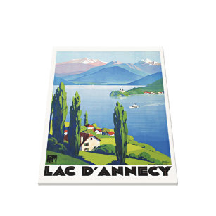Friedlicher See Annecy Vintag Frankreich Reiseplan Leinwanddruck
