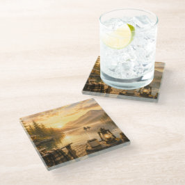 Friedlicher See Glas Getränkeuntersetzer