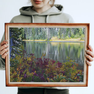 Friedlicher See Lebhafter Fall Farbe Landschaft Fotodruck