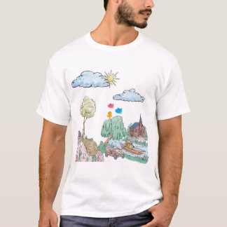 Friedlicher See mit Bäumen T-Shirt