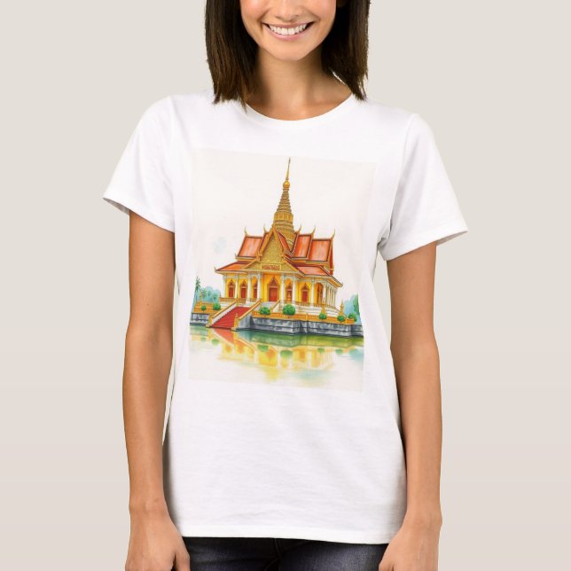 Friedlicher Siam Tempel mit T - Shirt (Vorderseite)