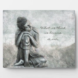 Friedlicher Silver Buddha mit Zitat zur Weisheit Fotoplatte