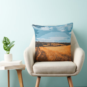 Friedlicher Sommerlandschaft Goldenes Weizenfeld Kissen