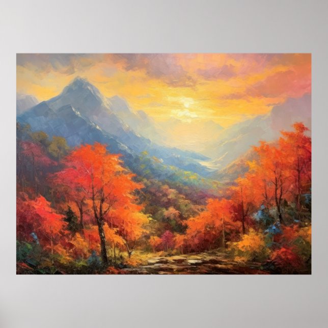 Friedlicher Sonnenuntergang Fall Japanisch Kunst Poster (Vorne)